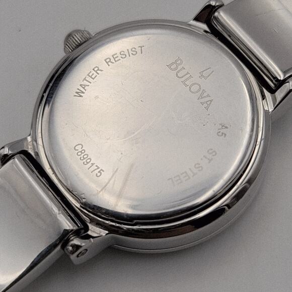 Bulova C899175 Woman Watch Quartz Silver Wristwatch Vtg main image 12